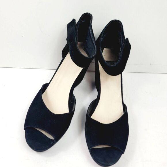 Vagabond Whimisgoth Dark Fairy Peep Toe Black Suede Girlie Ankle Wedge Size 11 - Picture 4 of 12